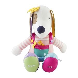 NWT Mud Pie Children's Plush Stuffed Puppy Dog Learning Pals Pink